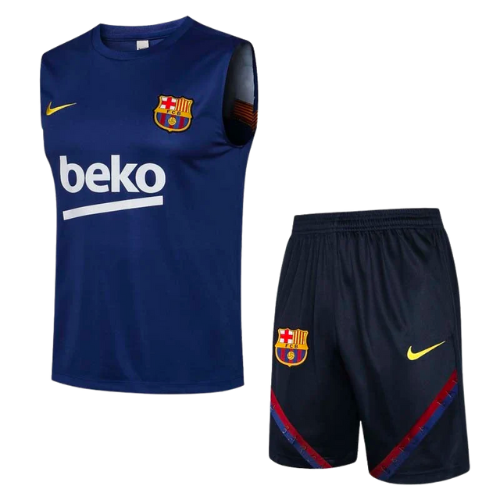 BARCELONA 2021/22 BLUE TRAINING SLEEVELESS JERSEY + SHORTS KIT