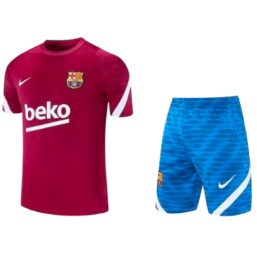 BARCELONA 2021/22 TRAINING RED SHIRT + BLUE SHORTS KIT