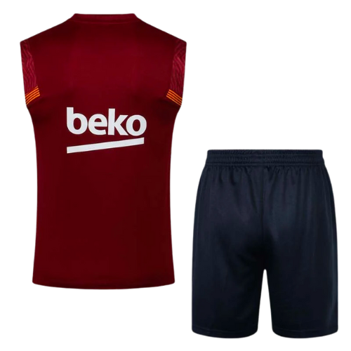 BARCELONA 2021/22 YELLOW SLEEVELESS JERSEY + TRAINING SHORTS KIT