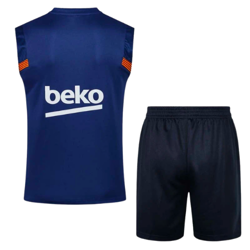 BARCELONA 2021/22 BLUE TRAINING SLEEVELESS JERSEY + SHORTS KIT