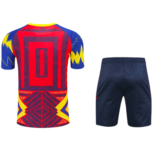 BARCELONA 2021/22 RED AND BLUE SHIRT + TRAINING SHORTS KIT