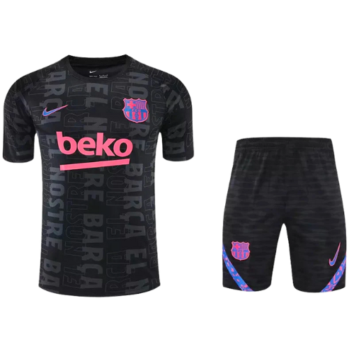 BARCELONA BLACK TRAINING SHIRT + SHORTS KIT 2021/22