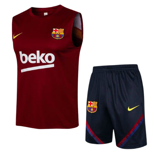 BARCELONA 2021/22 YELLOW SLEEVELESS JERSEY + TRAINING SHORTS KIT