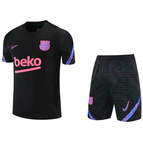 BARCELONA 2021/22 BLACK SHIRT + TRAINING SHORTS KIT