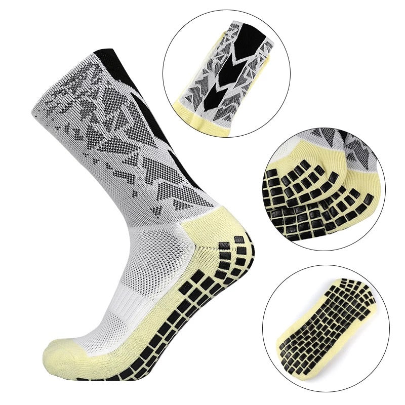 PROFESSIONAL WHITE/BLACK GRIP SOCKS